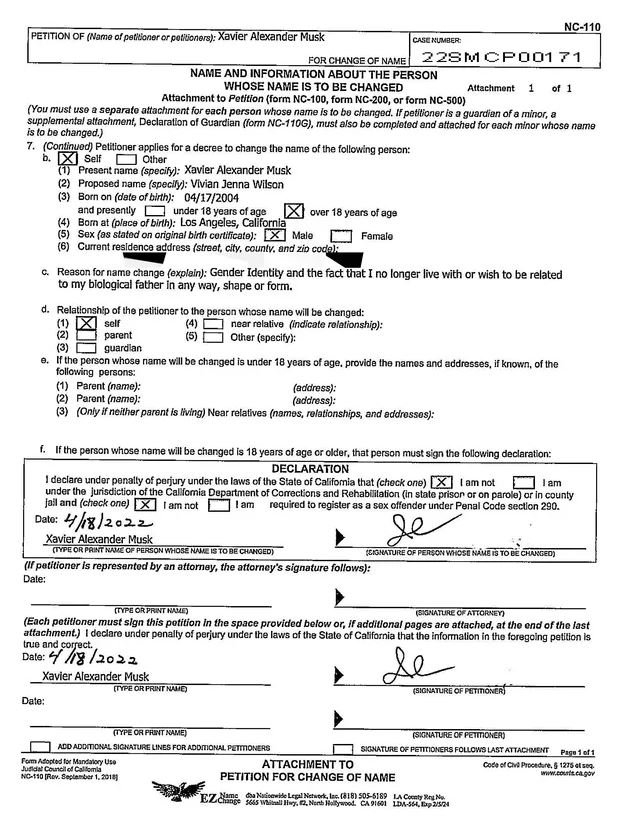 Сын Маска официально меняет пол и имя