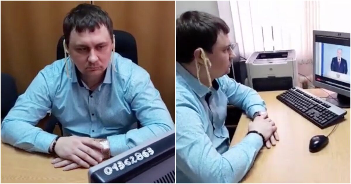 Депутат Абдалкин слушал послание Путина с лапшой на ушах. Видео