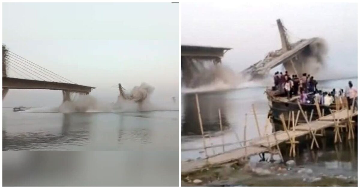Гигантский мост через Ганг обрушился в Индии. Видео