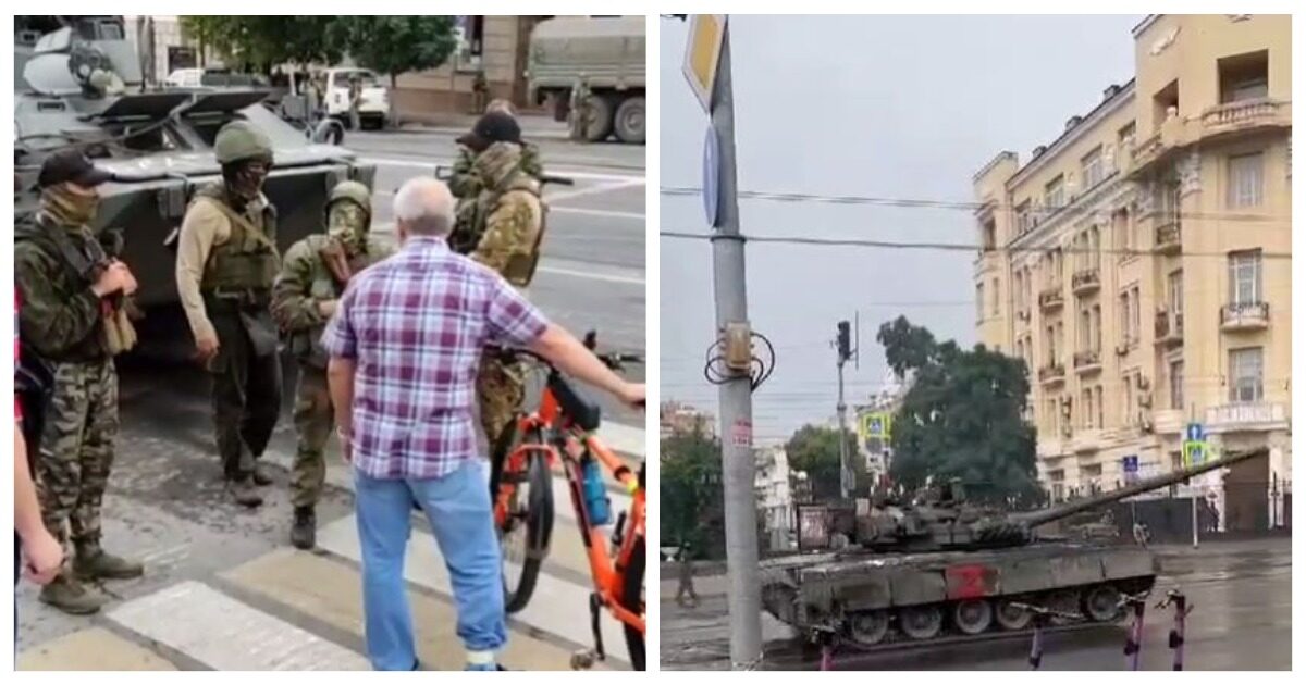 Жители Ростова выгоняют ЧВК «Вагнер» из города