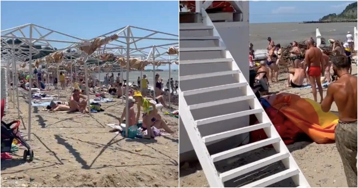Отдыхающие на Кубани купаются в море среди мусора и разбитых машин Отдыхающие на Кубани купаются в море среди мусора и разбитых машин