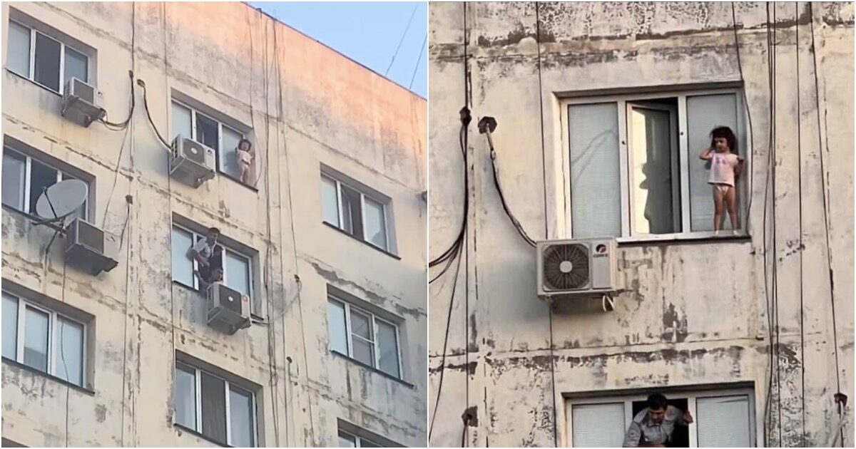 В Каспийске с карниза девятого этажа спасли двухлетнюю девочку