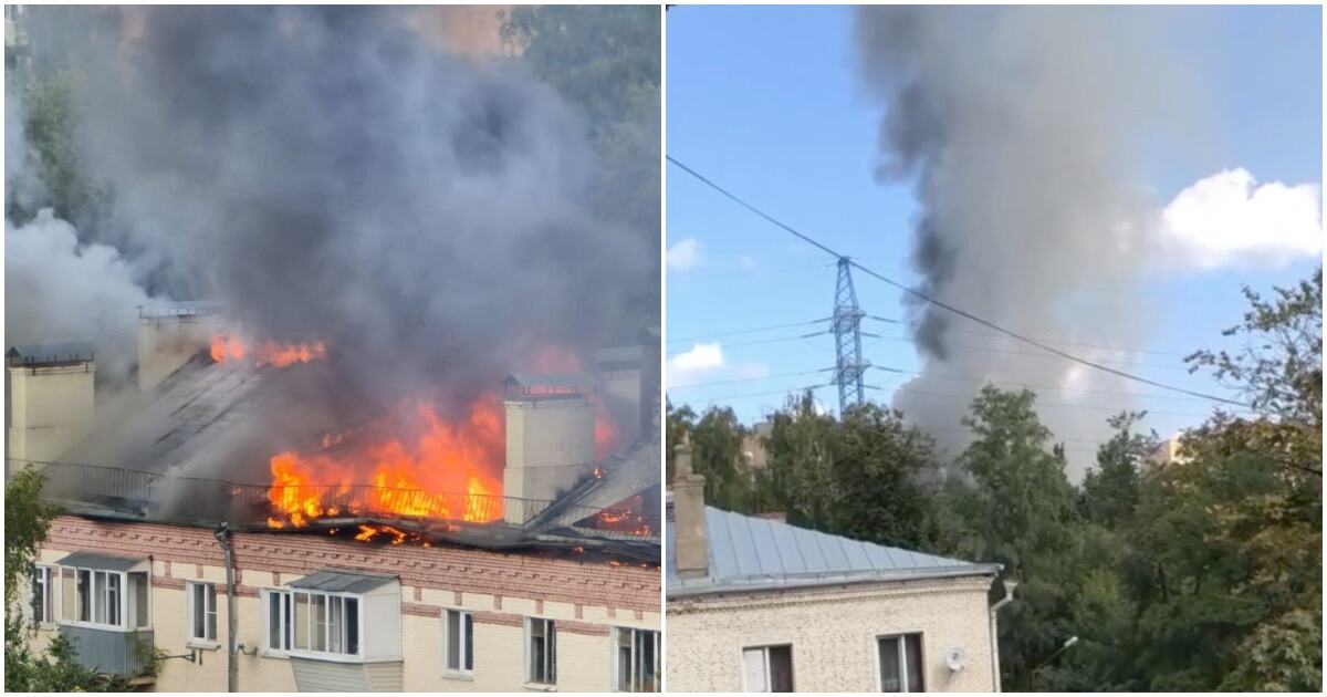 Мощный пожар произошел в жилом доме в Красногорске