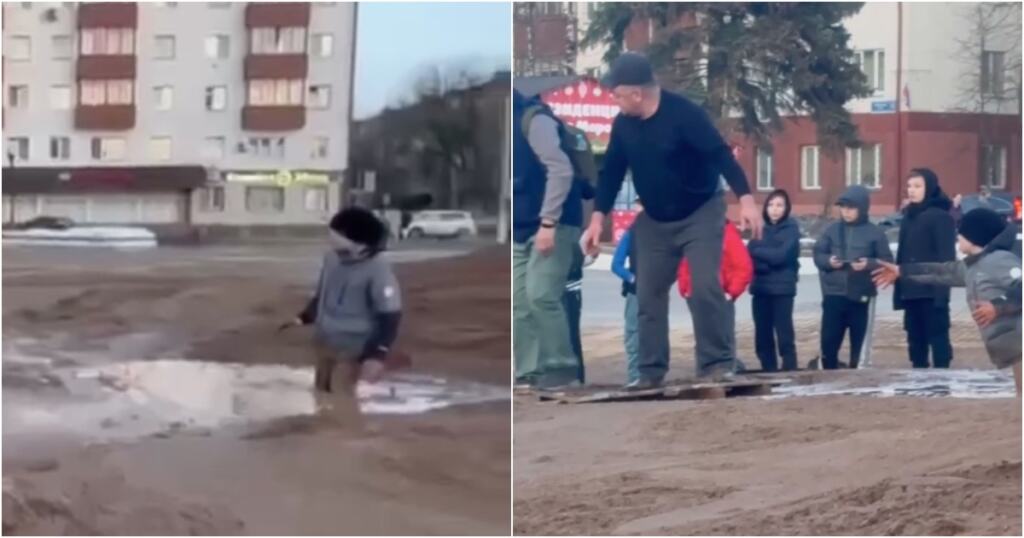 Двое детей застряли в грязи в центре Солнечногорска