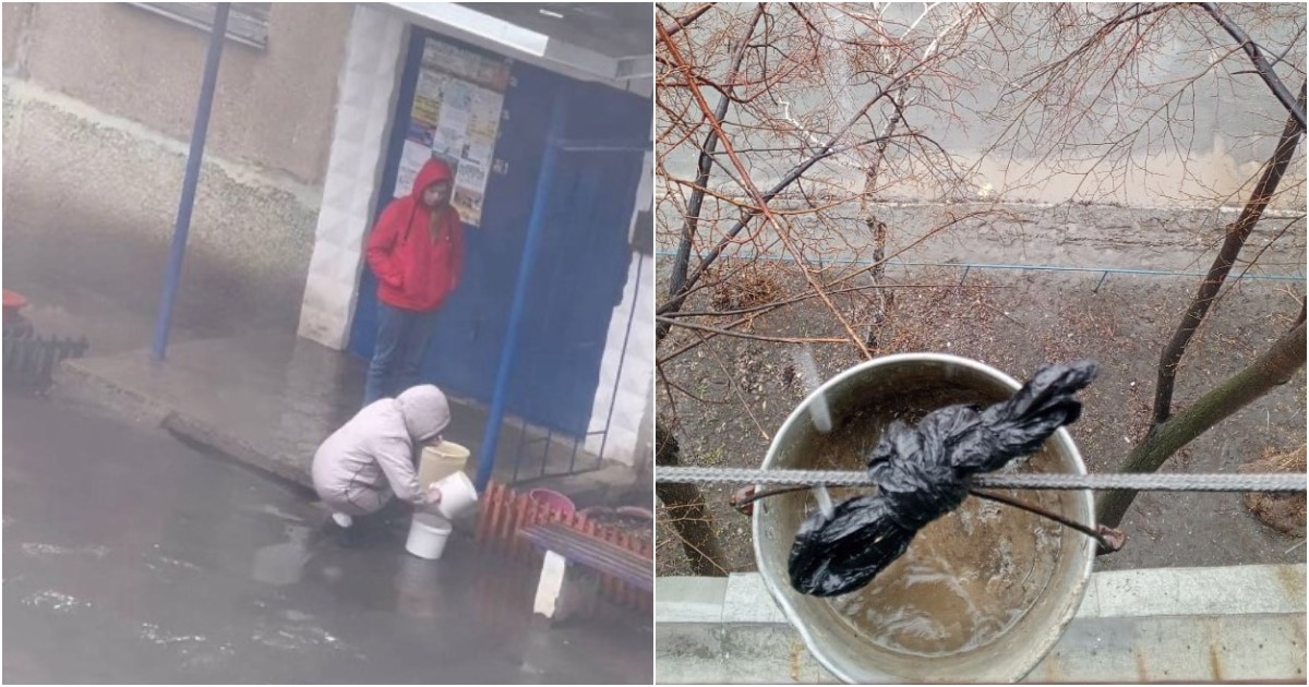 Жителям Орска приходится набирать воду из луж