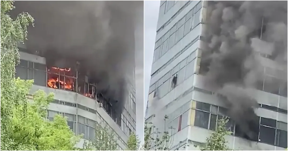 Люди оказались заблокированы в горящем здании в Подмосковье