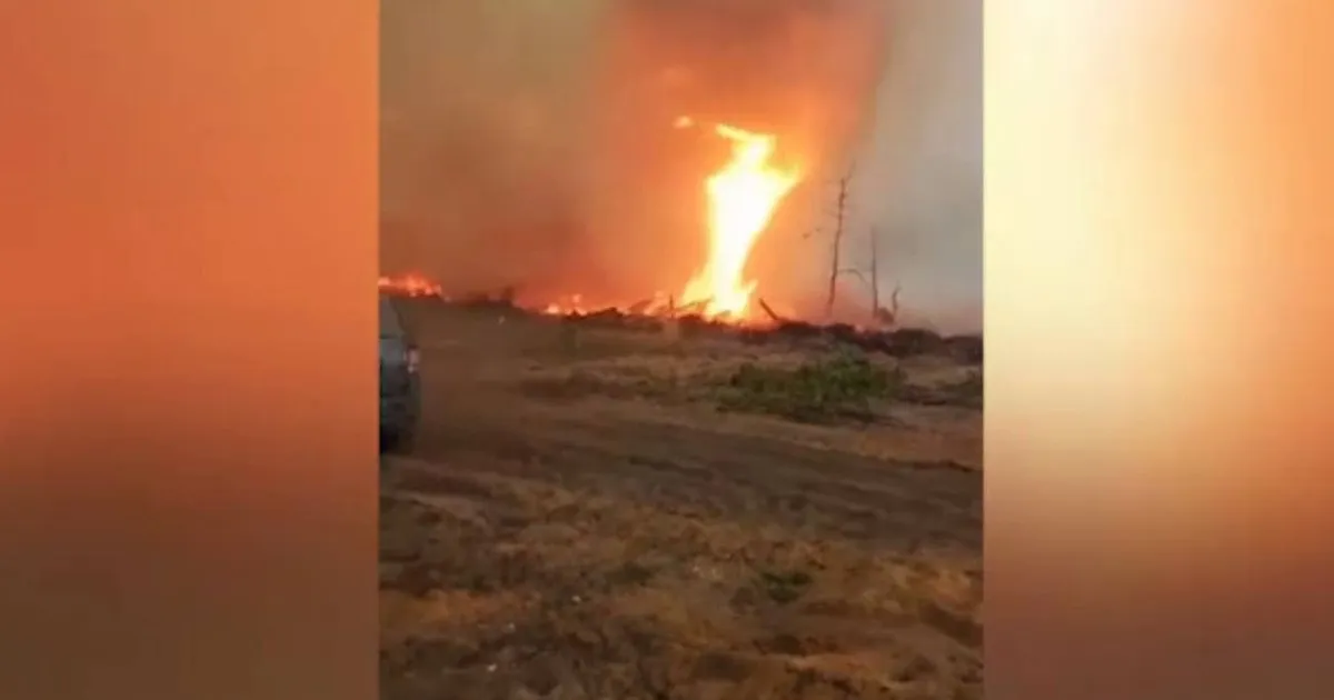Под Киевом сняли на видео огненный смерч в Чернобыльской зоне